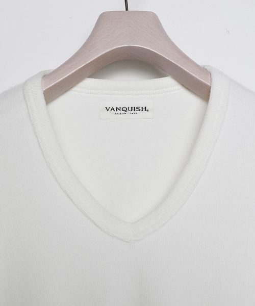 VANQUISH（ヴァンキッシュ） tシャツ プレミアム ベロア Vネック 長袖