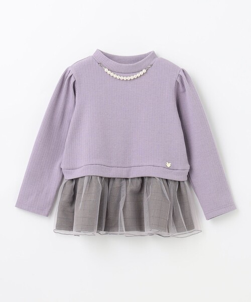 familiar 赤いフリル付きトレーナー　ペプラム ANY（エニィ） トレーナー パール付きペプラムトレーナー キッズ 子供