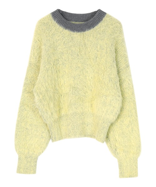 ニット セーター ミックスシャギーボリュームスリーブニット レディース miette ニット セーター ミックスシャギーボリュームスリーブ