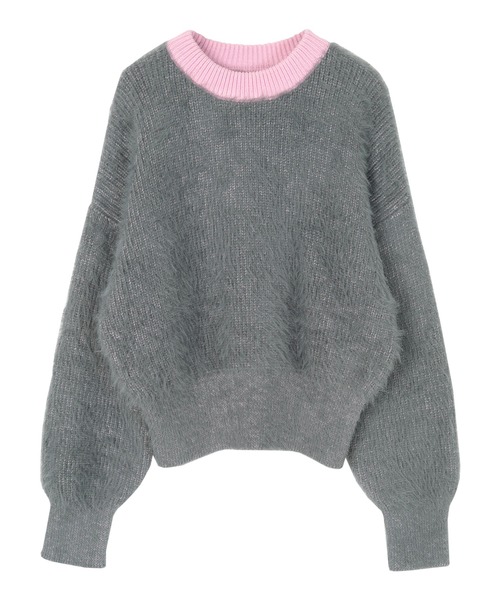 ニット セーター ミックスシャギーボリュームスリーブニット レディース miette ニット セーター ミックスシャギーボリュームスリーブ