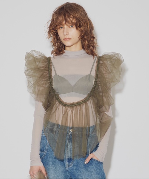 ラベルエチュード トップス LA BELLE ETUDE（ラベルエチュード） tシャツ シースルーハイネック