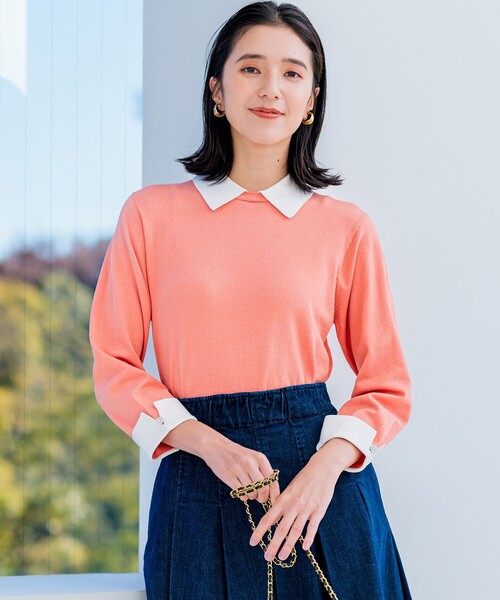 ニット セーター Elena襟付きニットプルオーバー レディース