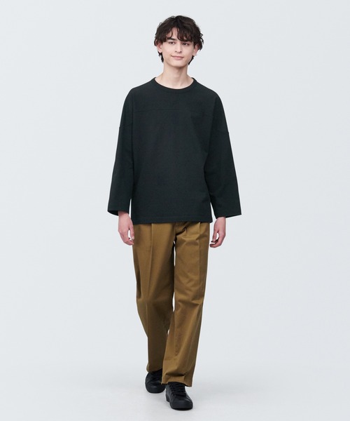 Ｔ-SHOP　無印良品 無印良品 tシャツ 紳士 洗いざらし太番手フットボール九分袖T
