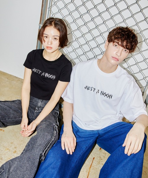 JUST A NOON tシャツ メタリックロゴミニT レディース