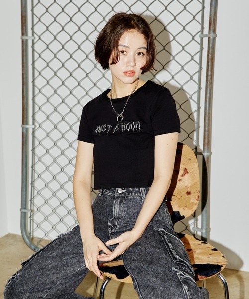 just a noon Tシャツ　完売品 JUST A NOON tシャツ メタリックロゴミニT レディース