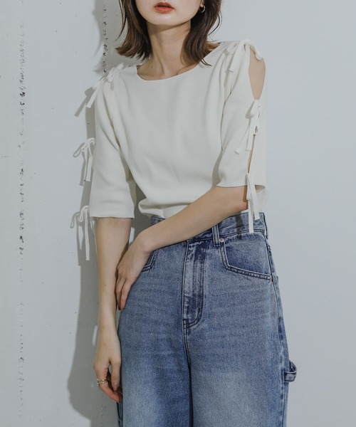 ESTNATION リブニット 五分袖 Fサイズ　即購入ok ワイドリブ5分袖ニット - SOÉJU online store｜上質な大人の女性