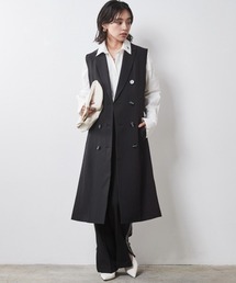 【まゆみ】SEEALL　スエード レザー ロングジレ ワンピース 牛革 CHIC STYLE ベスト ジレ 「大きいサイズ」ロングジレワンピース