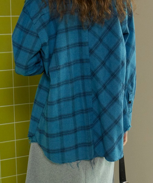 ブラウス シャツ Random Checkered Oversized Shirt/ランダムチェックオーバーシャツ「MAISON SPECIAL/メゾ Random Checkered Oversized Shirt/ランダムチェックオーバー