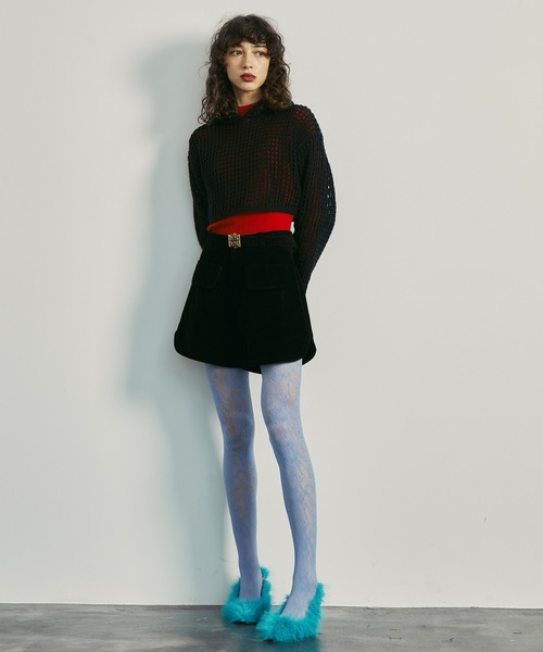 uyu. パーカー Short Mesh Knit Hoodie / ショートメッシュ