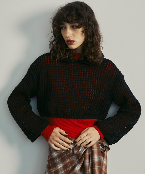 uyu. パーカー Short Mesh Knit Hoodie / ショートメッシュ