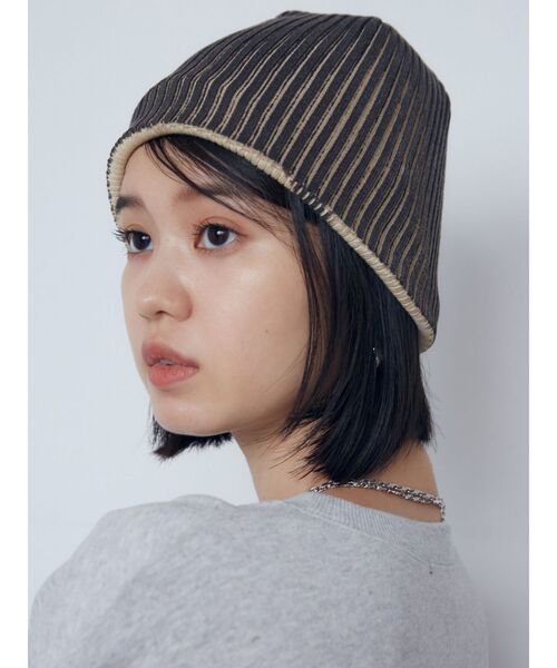EMODA ニット帽 ニットキャップ ダブルフェイスプリントビーニー