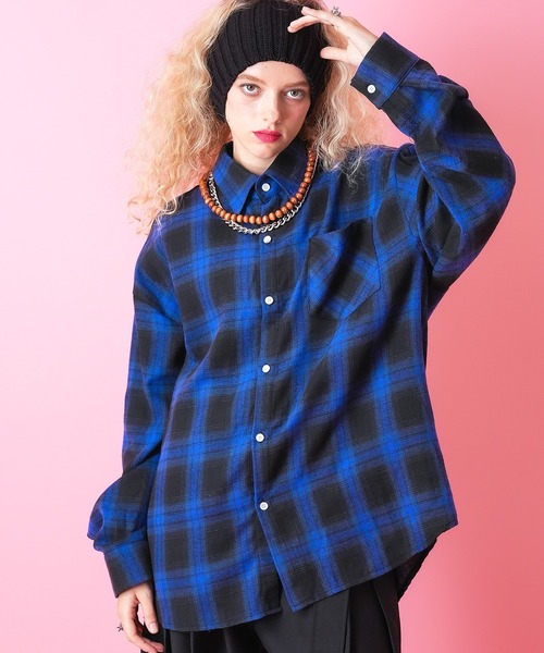 23aw post o'alls ブロックチェックシャツ Mサイズ ネルシャツ zz-M0523FBC016_18-1.jpg?1668729879