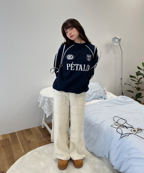 2色 スウェット トレーナー スポーティ サイドライン アメリカン Birthday room トレーナー スウェット サイドラインリボンゲーム
