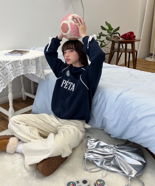 2色 スウェット トレーナー スポーティ サイドライン アメリカン Birthday room トレーナー スウェット サイドラインリボンゲーム