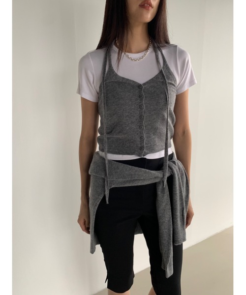 カシミヤブレンドホルターニットビスチェ Didot.showroom Didot.showroom ベスト ジレ カシミヤブレンドホルターニット