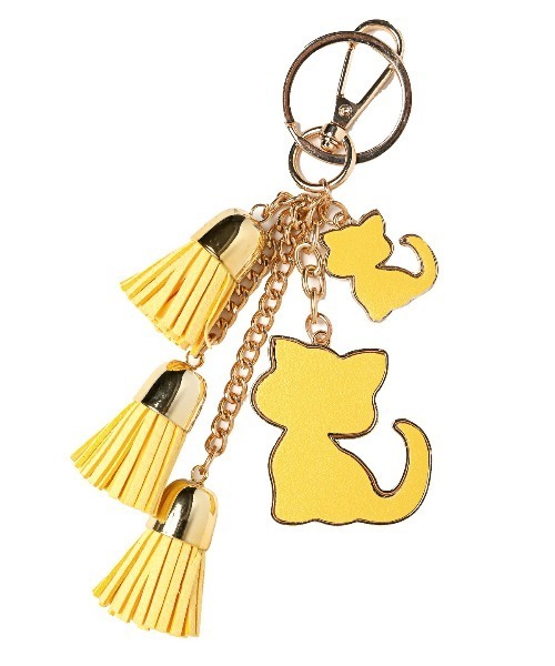 じゃれねこちゃんとタッセル　チャーム LUXSTYLE（ラグスタイル） チャーム タッセル付きPUレザープレート