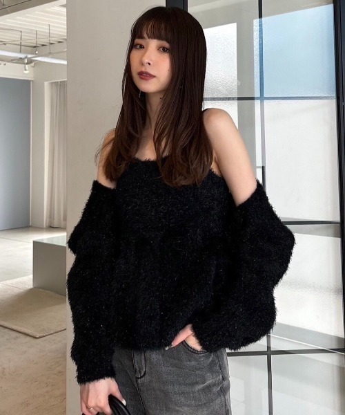 FRAY I.D ニット セーター ラメフェザーニットペプラムキャミ 