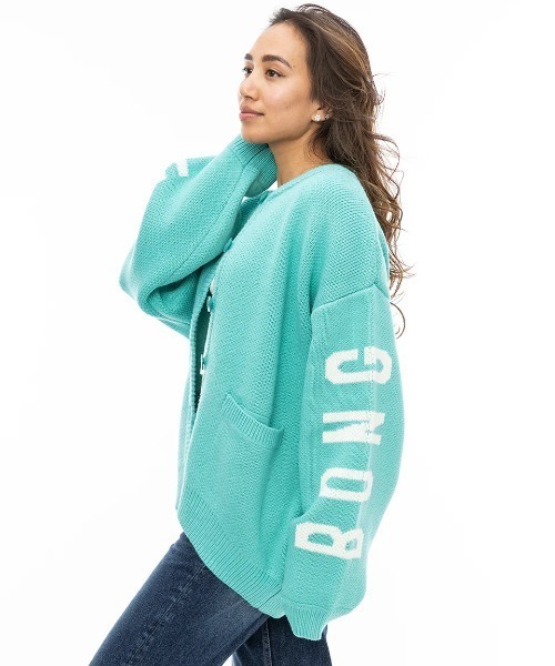 カーディガン BILLABONG レディース LOGO JACQUARD SWEATE/ビラボンビッグロゴ袖プリントニットカーディガン レディース BILLABONG カーディガン レディース LOGO JACQUARD SWEATE