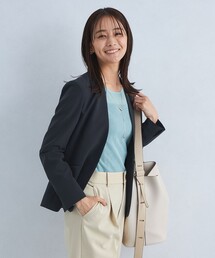 green label relaxing ツイード ノーカラージャケットホワイト green label relaxing ジャケット ノーカラージャケット 「size