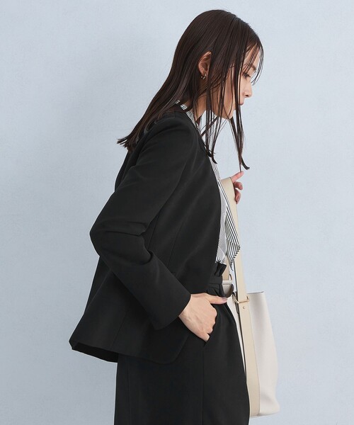 greenlabel relaxingパウドレノーラペルジャケット&ワイドパンツ green label relaxing ジャケット ノーカラージャケット