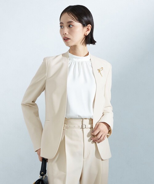 【美品】green label relaxingノーカラージャケット green label relaxing ジャケット ノーカラージャケット