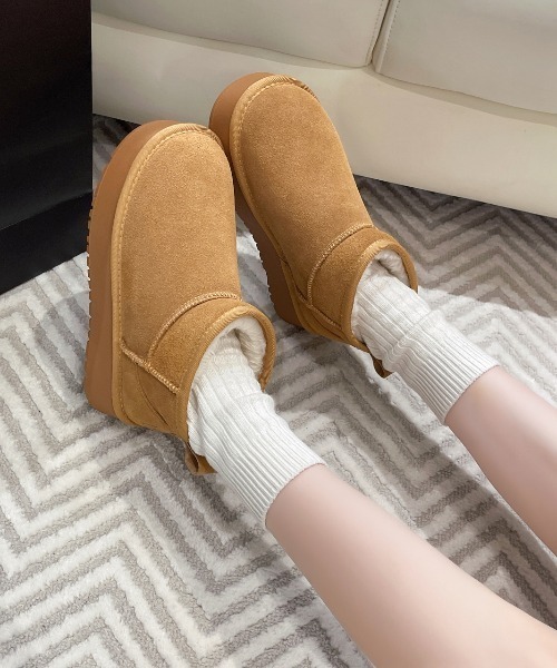 ブーツ 厚底 ボアムートンショートブーツ レディース : ZOZOTOWN Yahoo