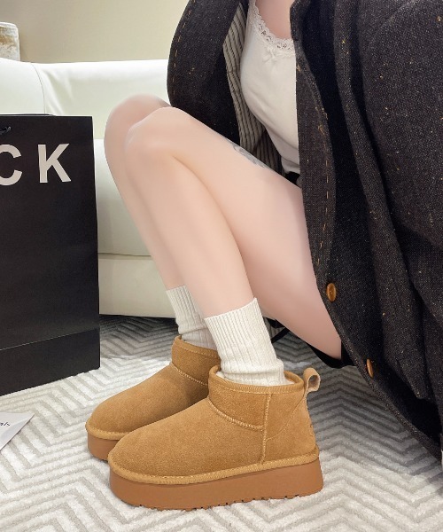 ブーツ 厚底 ボアムートンショートブーツ レディース : ZOZOTOWN Yahoo