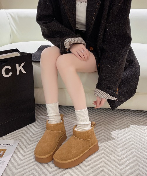 ブーツ 厚底 ボアムートンショートブーツ レディース : ZOZOTOWN Yahoo