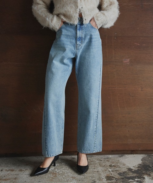 本日限定 最終値下げ Lig. M wide denim デニムパンツ LIAN ジーンズ デニム デニムパンツ サイドシームストレート