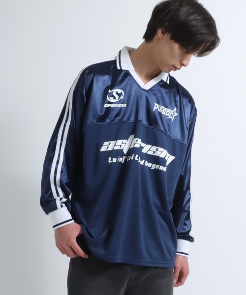 tシャツ グロッシーシャイニーサッカーユニフォームロンT/長袖