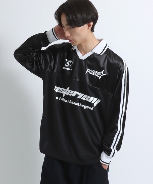 tシャツ グロッシーシャイニーサッカーユニフォームロンT/長袖