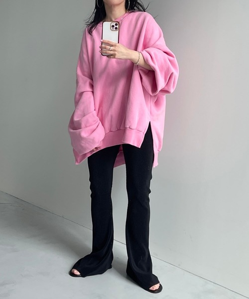 wee9s パンツ daily super stretch pleats flare pants
