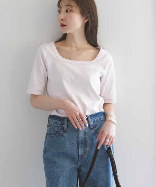 NOBLE tシャツ 「追加」スビンコットンソフトスクエアーネックT