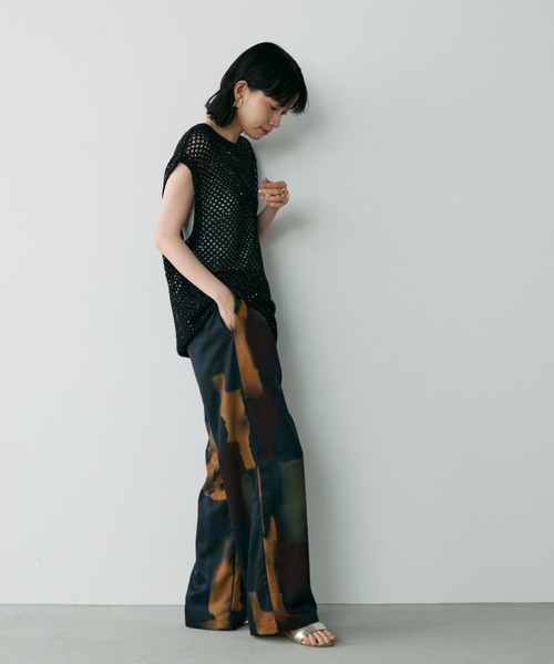 Shelly island ベスト ジレ ラメメッシュベスト レディース