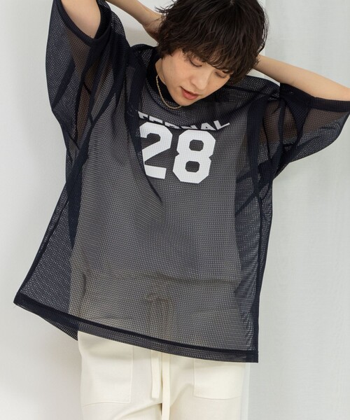 tシャツ ダンボールメッシュプリントTシャツ レディース Rie Miller tシャツ ダンボールメッシュプリントTシャツ