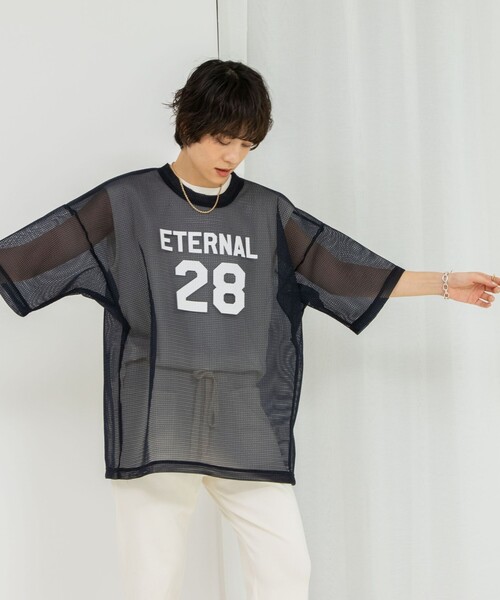 tシャツ ダンボールメッシュプリントTシャツ レディース Rie Miller tシャツ ダンボールメッシュプリントTシャツ
