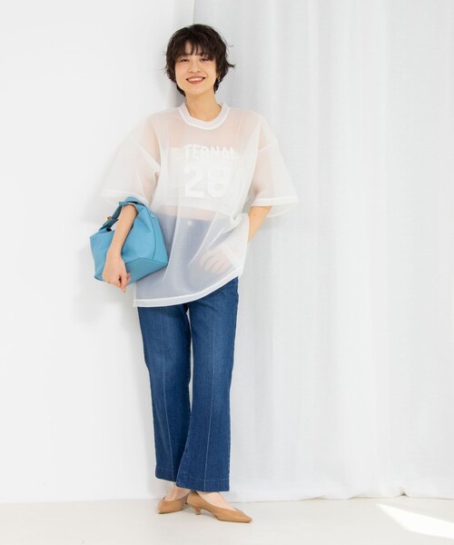 tシャツ ダンボールメッシュプリントTシャツ レディース Rie Miller tシャツ ダンボールメッシュプリントTシャツ