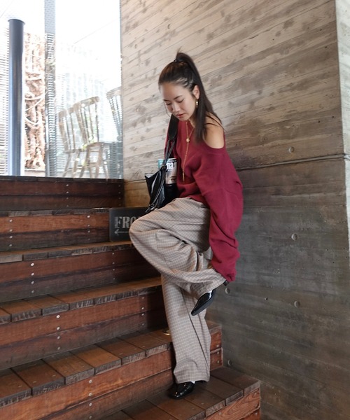 TEEN BOOP ワイドパンツ パンツ チェックルーズPT レディース