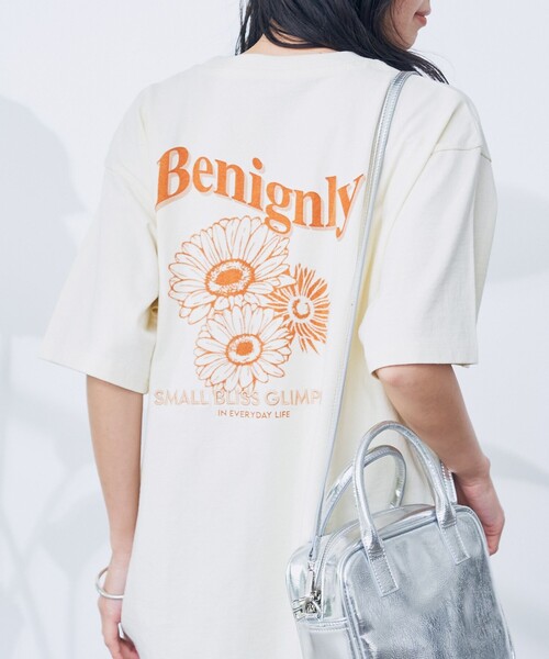 coen（コーエン） tシャツ 半袖 フラワーモチーフバックプリントT