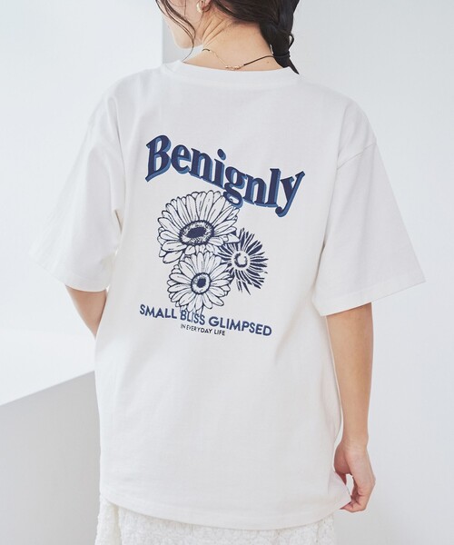 coen（コーエン） tシャツ 半袖 フラワーモチーフバックプリントT