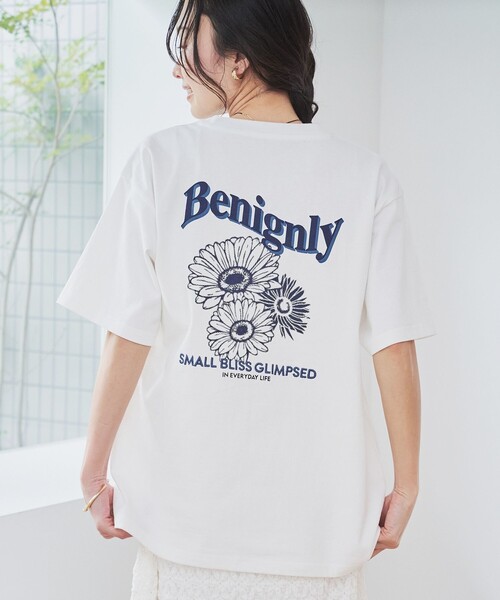 coen（コーエン） tシャツ 半袖 フラワーモチーフバックプリントT