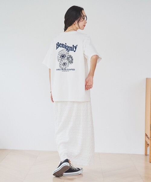coen（コーエン） tシャツ 半袖 フラワーモチーフバックプリントT