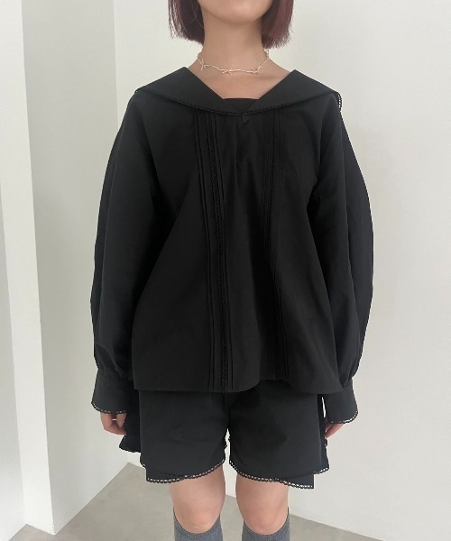 ブラウス シャツ PIN TUCK SAILOR BLOUSE/ピンタックセーラーブラウス レディース
