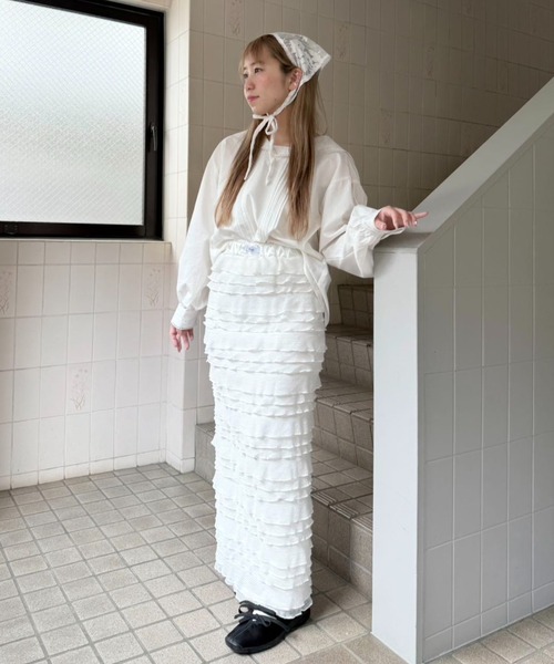 ブラウス シャツ PIN TUCK SAILOR BLOUSE/ピンタックセーラーブラウス レディース hugi ブラウス シャツ PIN TUCK SAILOR BLOUSE/ピンタック