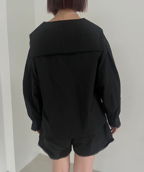 hugi ブラウス シャツ PIN TUCK SAILOR BLOUSE/ピンタック
