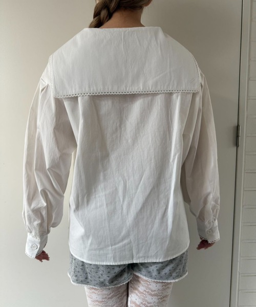 hugi ブラウス シャツ PIN TUCK SAILOR BLOUSE/ピンタック