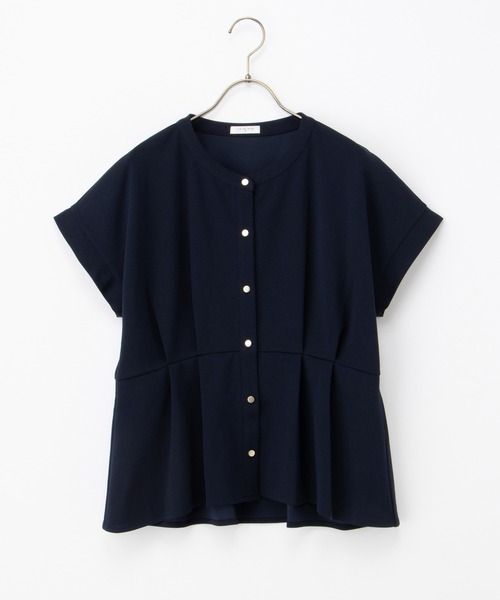 トップス  無地 ストレッチ綿 フレアトップス おしゃれ レディース 春 夏 Honeys ハニーズ Ｔシャツ 21sf05054 honeys-online_5780139566