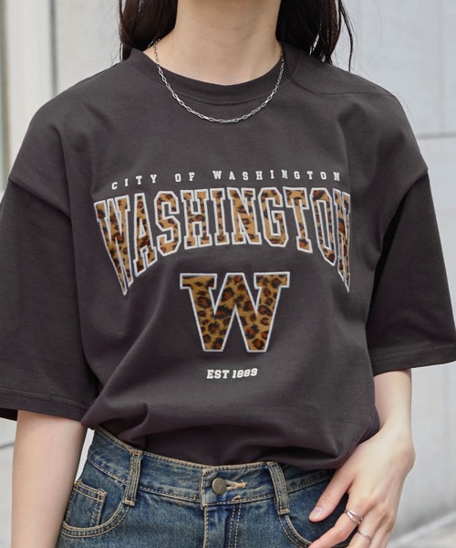 tシャツ B2771 レオパード＆ロゴシアーＴ レディース B2771 レオパード&ロゴシアーT(M イエロー): トップス - RNA