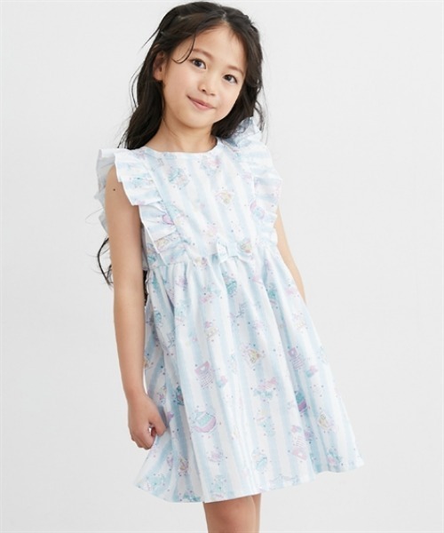 ワンピース 選べるデザイン♪総柄ノースリーブワンピース キッズ 子供