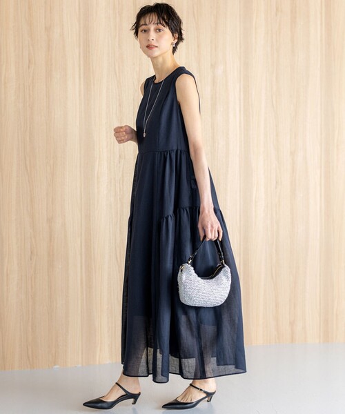 ノースリーブワンピース 洗える】LIBECO ノースリーブ ワンピース / 23区 S
